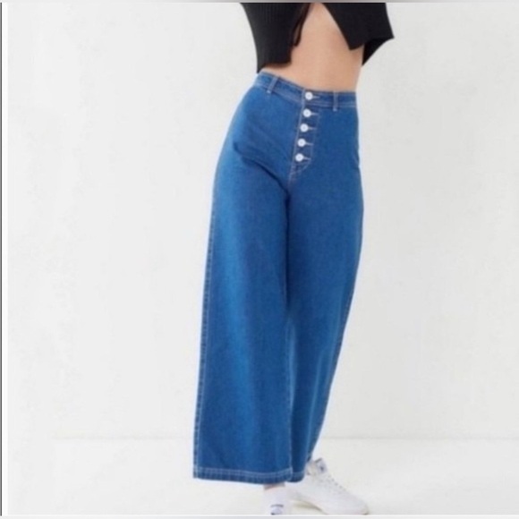 BDG Urban Outfitters 26 Super Wide Button Fly Hi Waist 70’s Hippie Flower Child - Picture 2 of 11